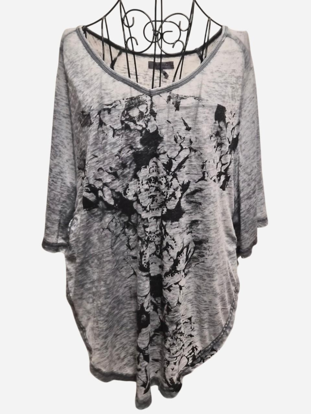 Buffalo David Grey Sheer Top